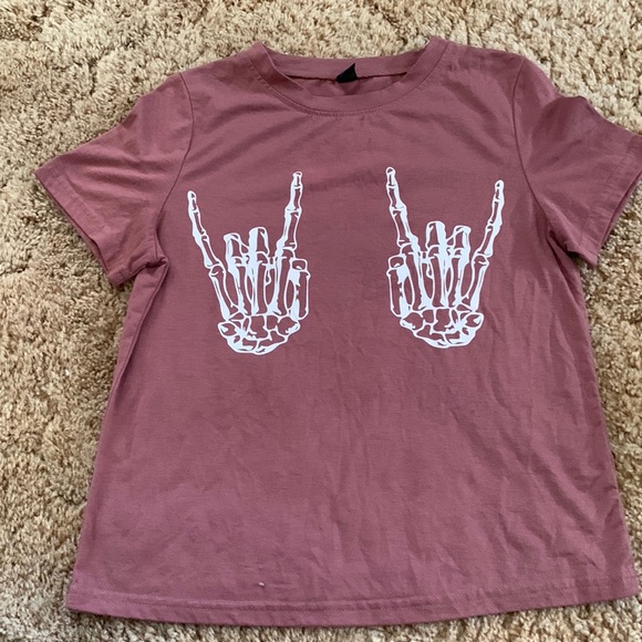 SHEIN maroon rock skeleton t-shirt - Picture 1 of 2